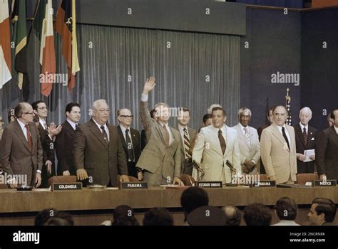 President Jimmy Carter with others while signing Panama Canal Treaty in ...