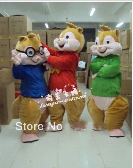 Fur Alvin Simon Theodore Three Chipmunk Cartoon Mascot Costume Halloween Party Outfits Fancy ...