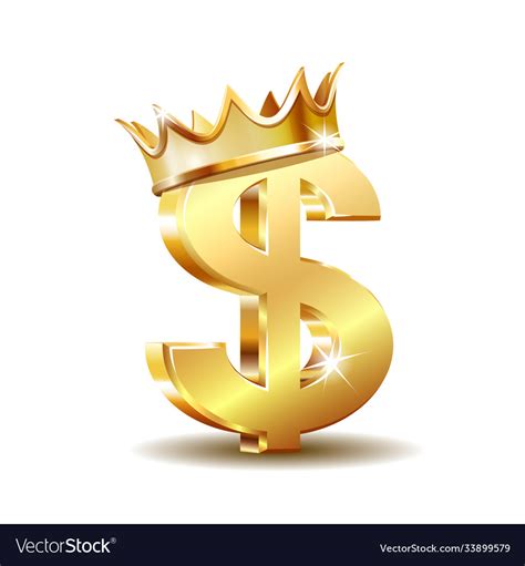 Golden dollar symbol with crown isolated Vector Image