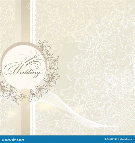 Elegant Wedding Invitation Card With Banner And Flowers Stock Vector - Image: 30972746