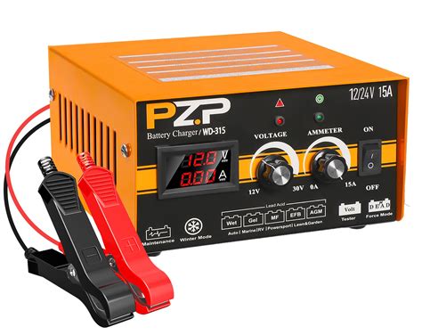 PZ.P 12V 24V Battery Charger Automotive, 12 Volt 24 Volt Car Truck Mortorcycle RV Boat Marine ...