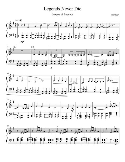 Legends Never Die Sheet music for Piano | Download free in PDF or MIDI ...