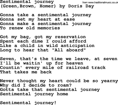 Bruce Springsteen song: Sentimental Journey, lyrics