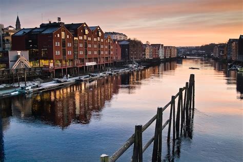 Premium Photo | Trondheim landscape winter city snow