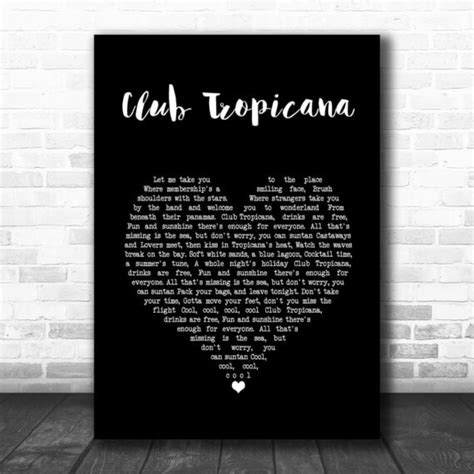 Wham! Club Tropicana Black Heart Song Lyric Wall Art Print – Daymira ...