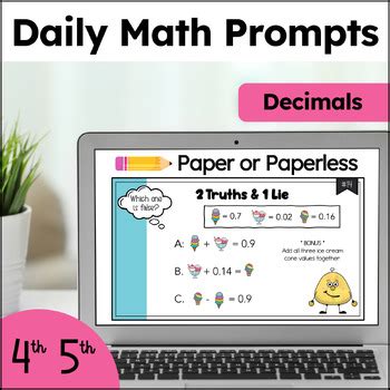 Decimals Math Question of the Day - 4th 5th Grade - Gifted & Talented