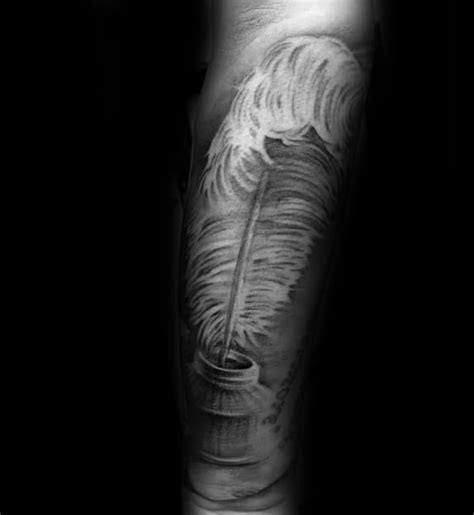 50 Quill Tattoo Designs For Men - Feather Pen Ink Ideas