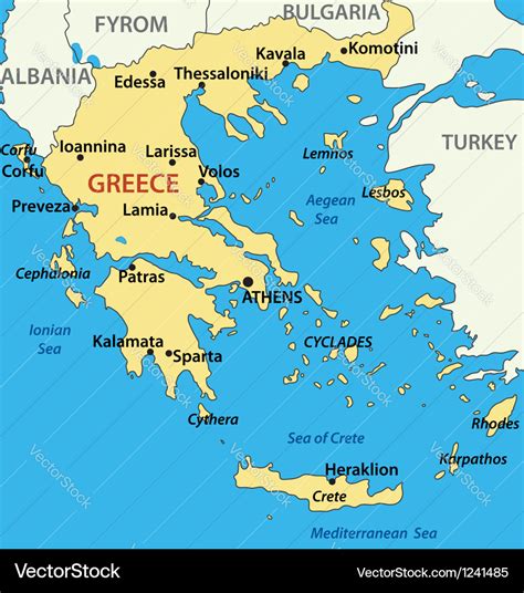 Map of greece Royalty Free Vector Image - VectorStock