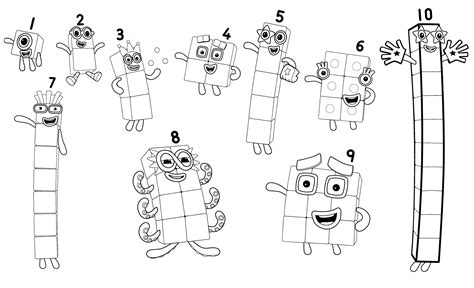 Number Blocks Numbers 1 To 10 Coloring Pages - Coloring Cool