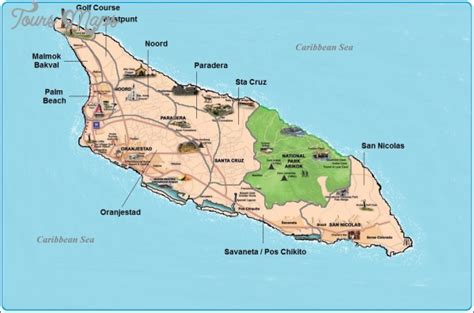 Aruba Map Tourist Attractions - ToursMaps.com