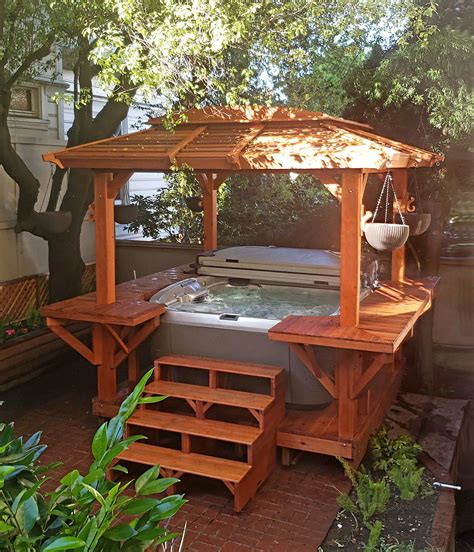 Hot Tub Enclosure Kits: Hot Tub Pavilion Kit Made of Redwood Hot Tub ...