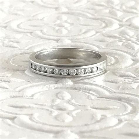 Vintage Platinum Diamond Wedding Band 10 Diamond Platinum Anniversary ...