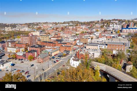 Morgantown, WV - 7 November 2020: Aerial drone panoramic shot of the ...