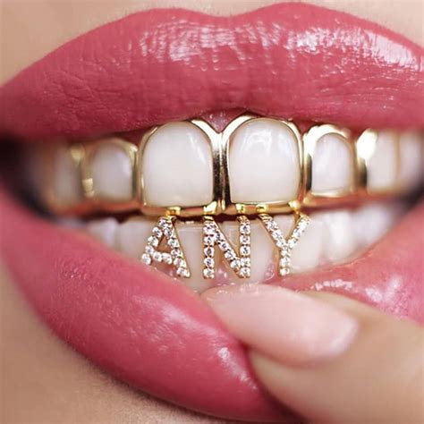 Open face Gold Grillz For Females. Bottom Grillz Personalized Dental Jewelry, Teeth Jewelry ...