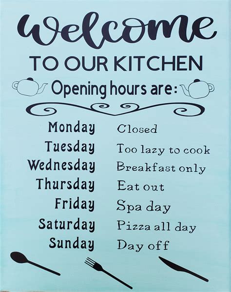 Kitchen sign Opening hours kitchen sign Kitchen decor | Etsy