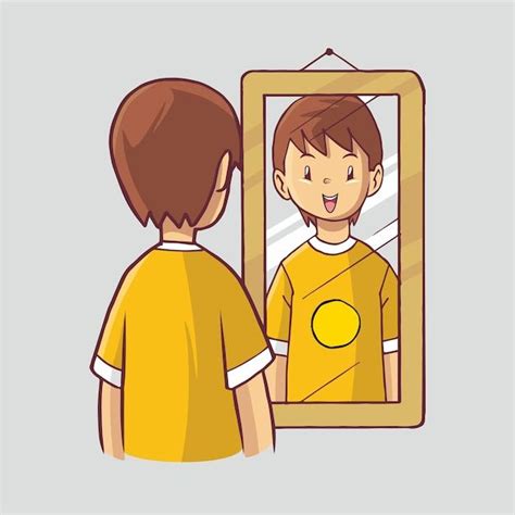 Premium Vector | Illustration of a boy standing in front of a mirror ...