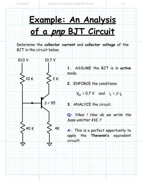 Example: An Analysis of a pnp BJT Circuit