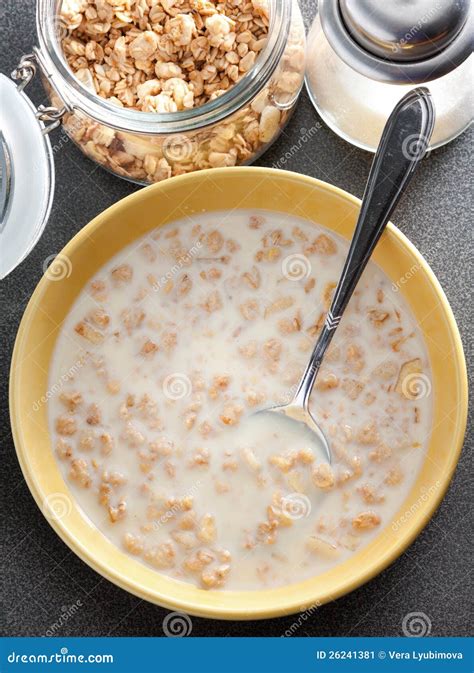 Bowl of Healthy Muesli and Milk Stock Image - Image of milk, meal: 26241381