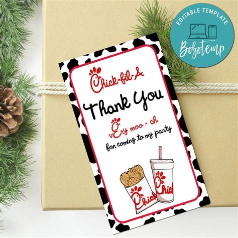 Chick fil a Thank you tag Customizable Template DIY | Createpartylabels