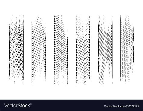 Grunge tire tracks texture collection seamless Vector Image