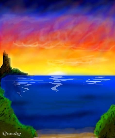 Paradise beach ← a landscape Speedpaint drawing by Treenee - Queeky - draw & paint