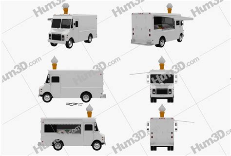 Grumman Kurbmaster Ice Cream Van 2020 Blueprint Template - Hum3D