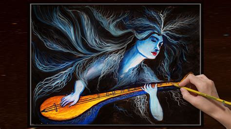 saraswati abstract painting || Saraswati devi drawing and painting ...