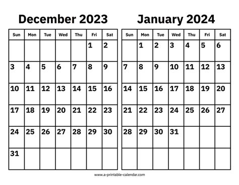 December 2023 And January 2024 Calendar - Shari Demetria