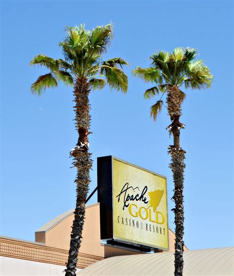 Close-up of the Apache Gold Casino & Resort's new sign atop the casino entrance, Spring 2016 ...