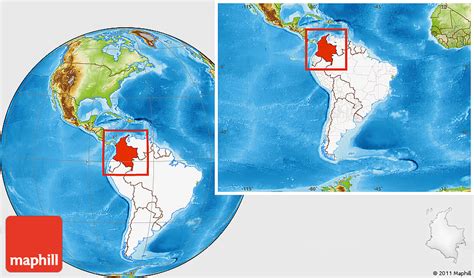 World Map Colombia Highlighted