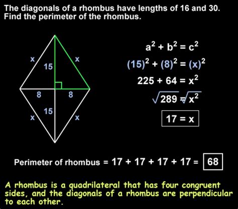 The diagonals of a rhombus are 16 and 30. What is the perimeter - brainly.com