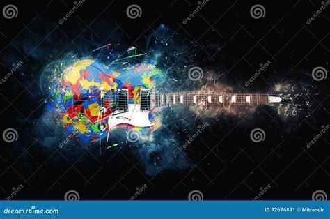 Colorful Psychedelic Rock Guitar Stock Illustration - Illustration of guitar, pickup: 92674831