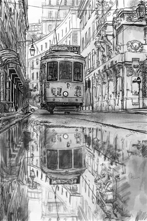 Pencil Drawing Of City