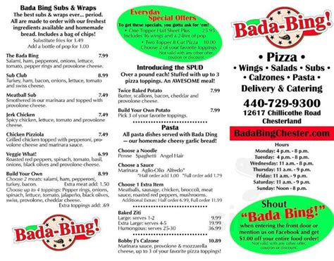 Bada-Bing! Chesterland menu in Chesterland, Ohio, USA