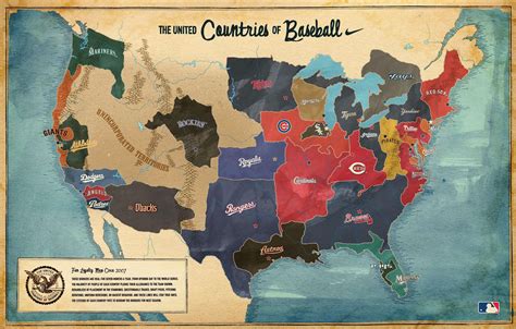 Nike made this 'United Countries of Baseball' map in 2007 to visualize fandom for each team ...