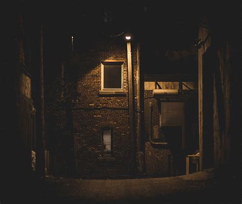 HD wallpaper: alley, scary, creepy, dark, lamp, moody, mystery ...