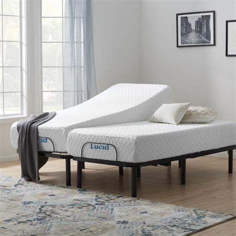 LUCID Comfort Collection Standard Adjustable Base 12-in Firm Adjustable Split King Memory Foam ...