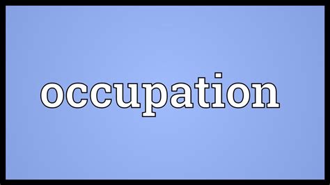 Occupation Meaning - YouTube