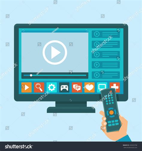 Vector Smart Tv Concept Illustration Flat Stock Vector (Royalty Free) 220325758 | Shutterstock