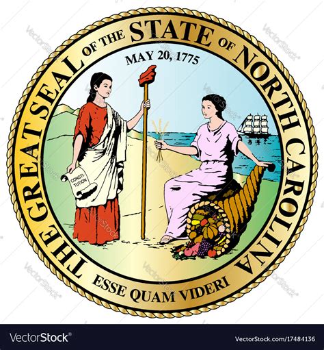 North carolina state great seal Royalty Free Vector Image