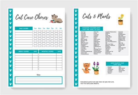 Cat Care Planner: A PDF Printable with Cat Care Sheets, Health Records ...