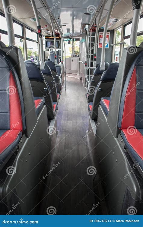 Inside Interior of Modern Bus Double Decker Bus Showing Seating Area with Leather Seats Stock ...