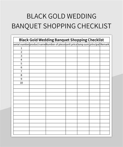 Free Black Gold Wedding Templates For Google Sheets And Microsoft Excel ...