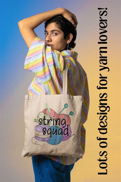 "String squad - yarn lovers" Tote Bag for Sale by EvergreenWhimsy | Yarn, Tote bag, Bag sale