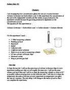 Investigating how concentration affects the rate of a reaction between Calcium Carbonate and ...