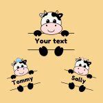 Cute Baby Cow Monogram SVG | Adorable Cartoon Cow Clipart Vector Custom Text | PNG Graphic