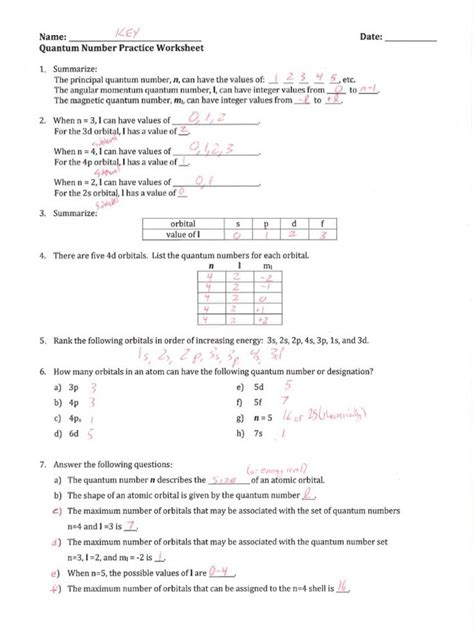 30++ Quantum Numbers Worksheet – Worksheets Decoomo