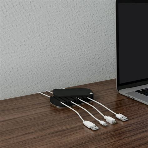 Desktop Cable Organizer- Cord Management for 7 Wires- Non-Slip Base ...