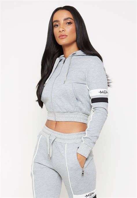 double-stripe-mdv-tracksuit-jacket-grey | Tracksuit women, Tracksuit ...