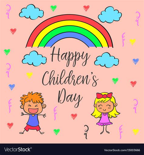 Children day theme with rainbow Royalty Free Vector Image